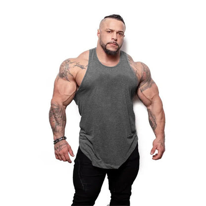 Men's Cotton Muscle Fitness Tank Top - Trendy Design