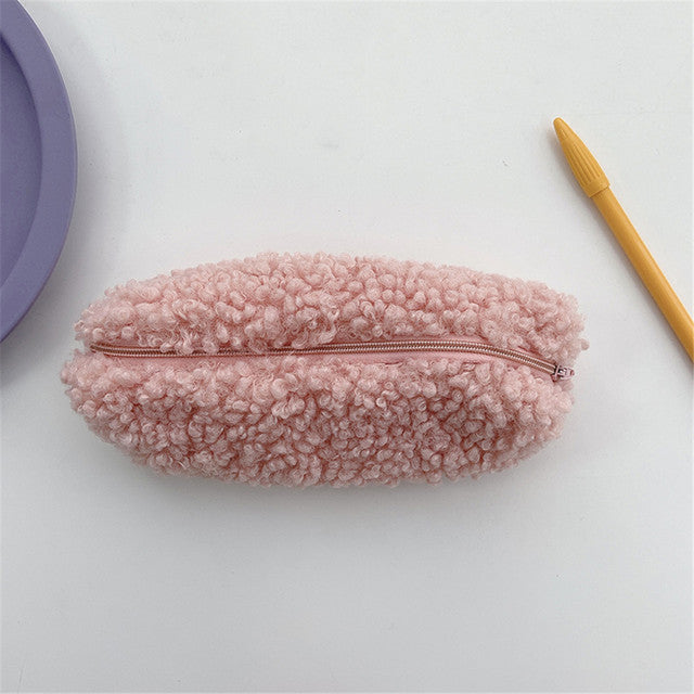 Wool Velvet Pencil Bag - Cute Lamb Design for Students