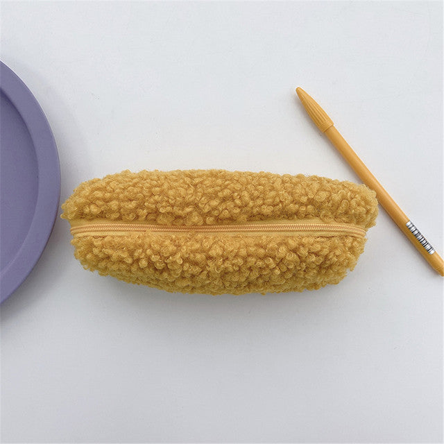 Wool Velvet Pencil Bag - Cute Lamb Design for Students
