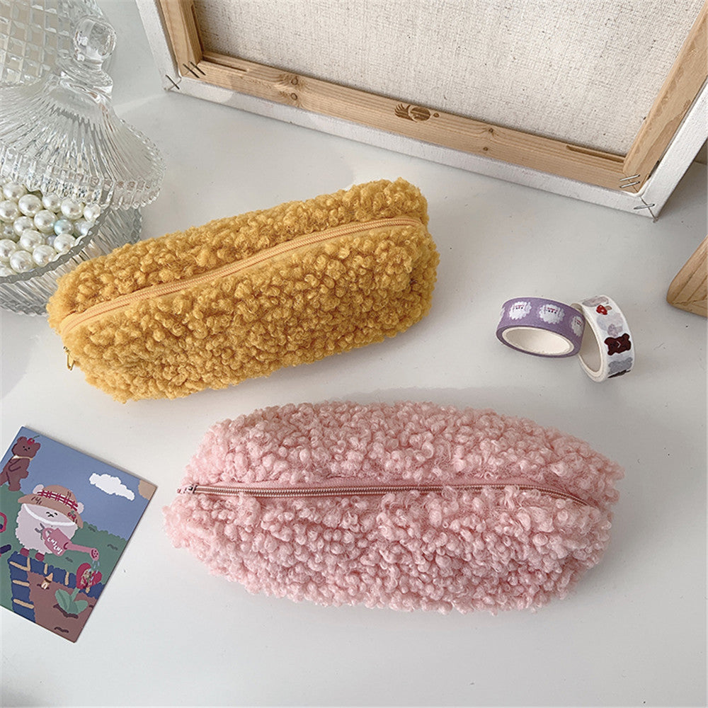Wool Velvet Pencil Bag - Cute Lamb Design for Students