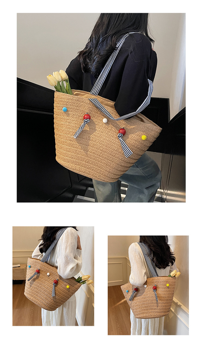 Large Capacity Women's Straw Beach Tote Bag (2020)
